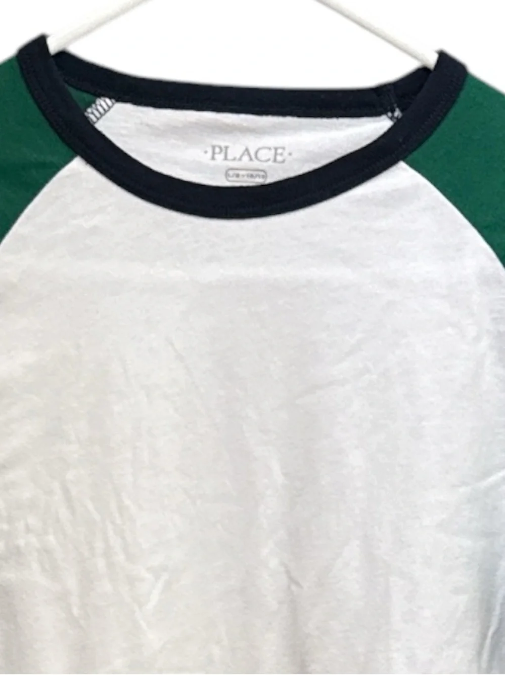 The Children’s Place Boys Raglan Long Sleeve Tee Green White Size Large